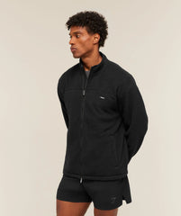 FLEECE ZIP THROUGH JACKET - Black