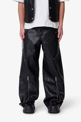 Leather Rave Zip Pants - Black