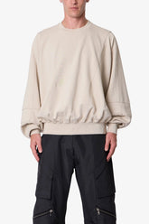 Paneled Crewneck - Bone