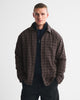 100% Cotton Flannel Overshirt - Dark Brown Plaid