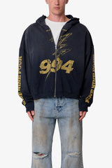 Quiet Zip Up Hoodie - Washed Black