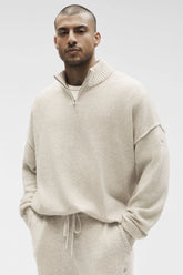 Men's Wool Cashmere New Class 1/4 Zip Pullover - Oatmeal Heather