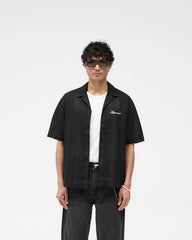 Embroidered Bowling Shirt - Jet Black