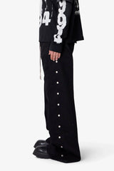 Wide Panel Side Snap Pants - Black