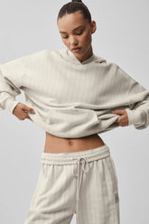 Women's Pinstripe Hoodie - Bone Pinstripe