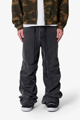 Ruched Denim - Washed Black