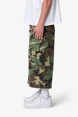 Extra Long Nylon Cargo Shorts - Camo