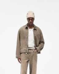 Collared Denim Jacket - Washed Olive