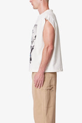 Distressed Sleeveless Tank - Antique White