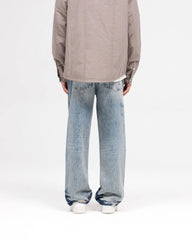 R3 Distressed Baggy Denim - Blue Cream
