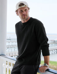 Rest Day Men's Waffle Crewneck - Black