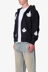Fleur Zip Up Hoodie - Washed Black