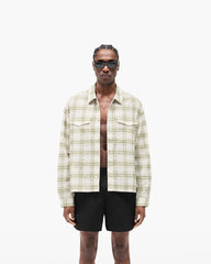 Sheer Long Sleeve Flannel Shirt - Green