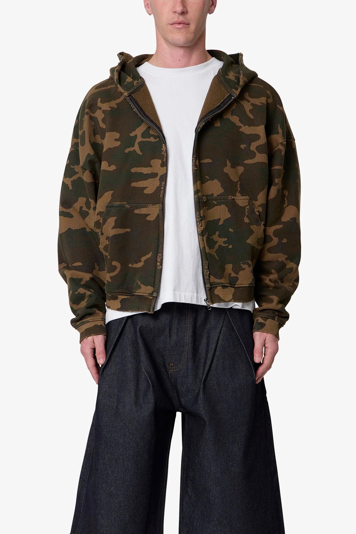 Camo Zip Up Hoodie - Green