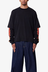 Double Layer Thermal Sleeve Tee - Washed Black