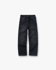 R3 Distressed Baggy Denim - Petrol