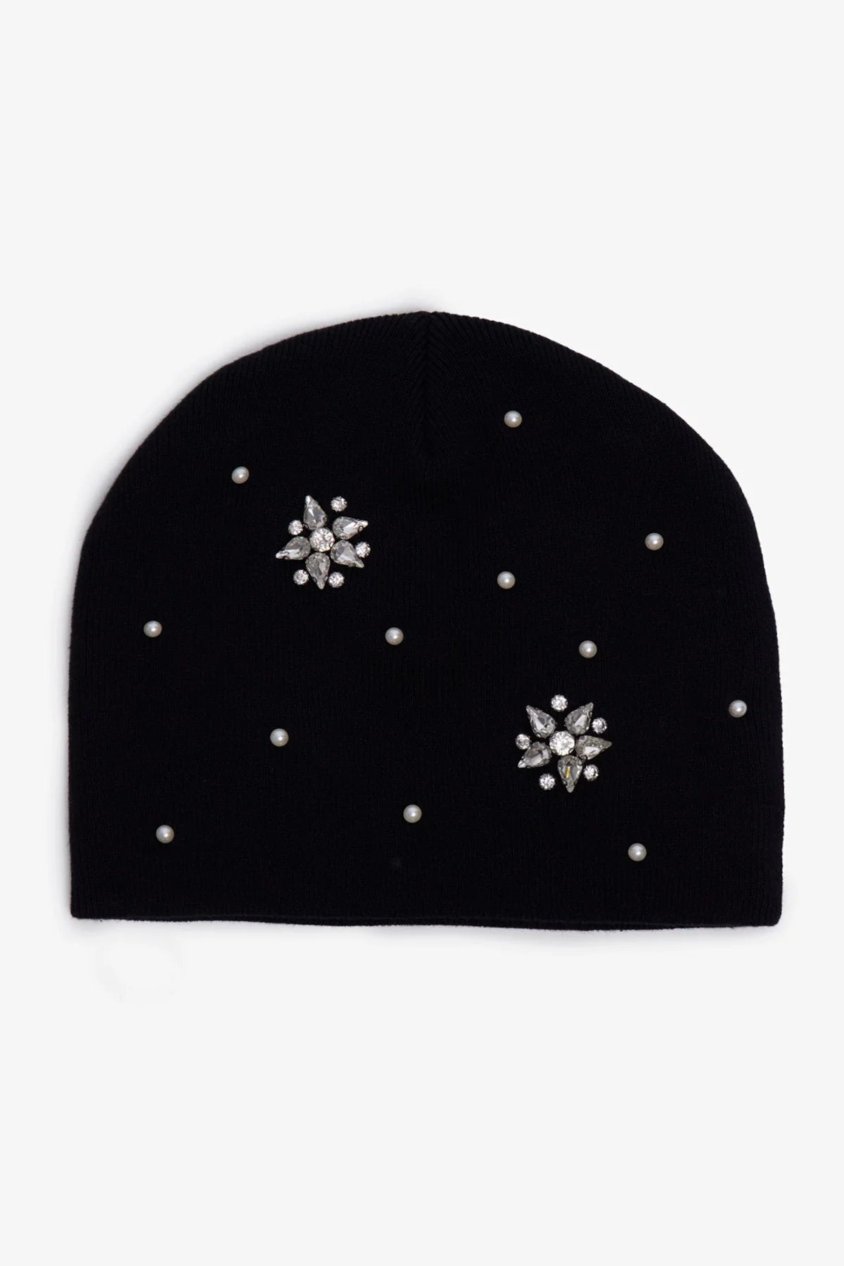 Gemmed Crystal Beanie - Black