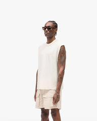 Slub Script Tank - Aged White