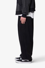 Cinched Baggy Sweatpants - Washed Black