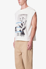 Distressed Sleeveless Tank - Antique White