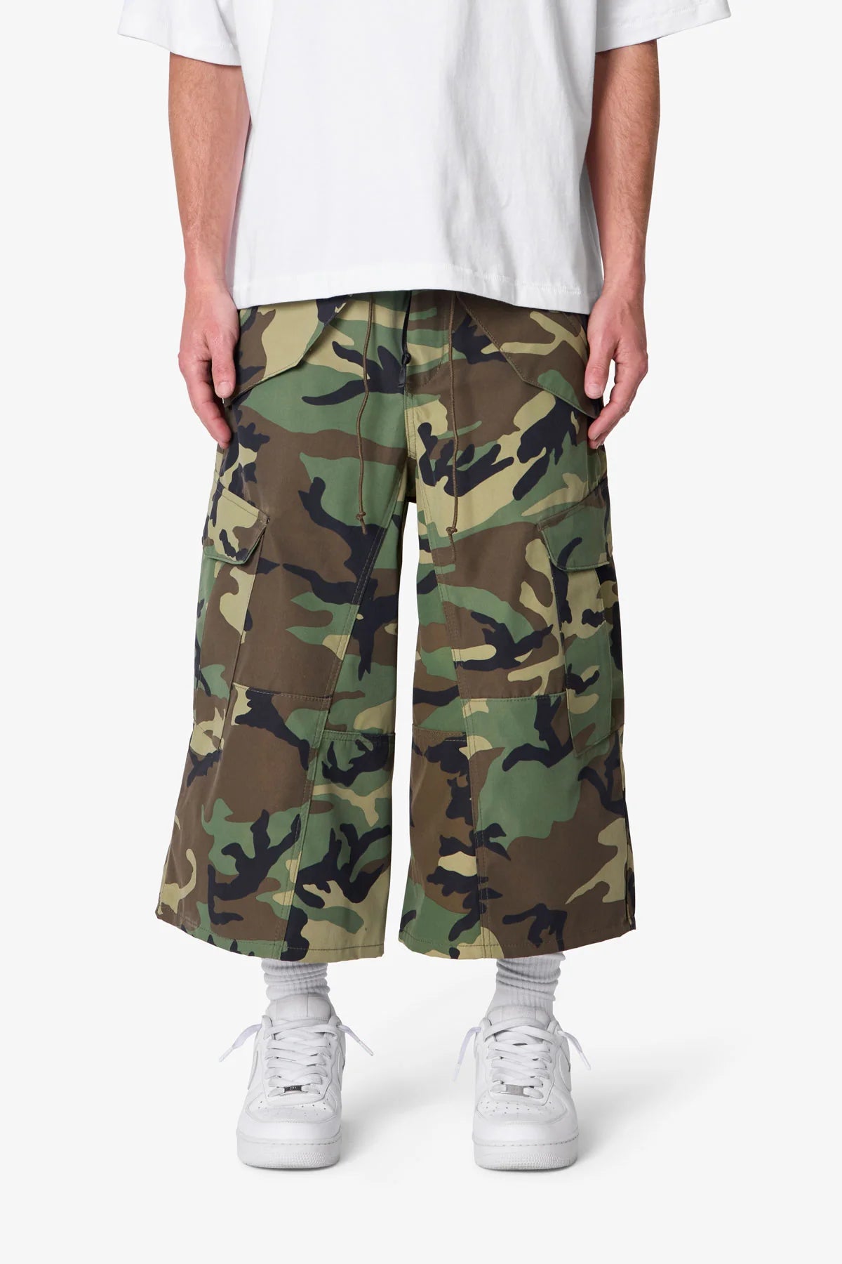 Extra Long Nylon Cargo Shorts - Camo