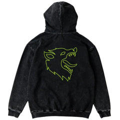 OVERSIZED LUX WOLF ZIP UP HOODIE - BLACK / GREEN