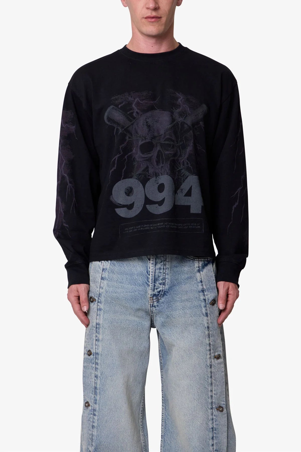 Crossbone L/S Tee - Washed Black