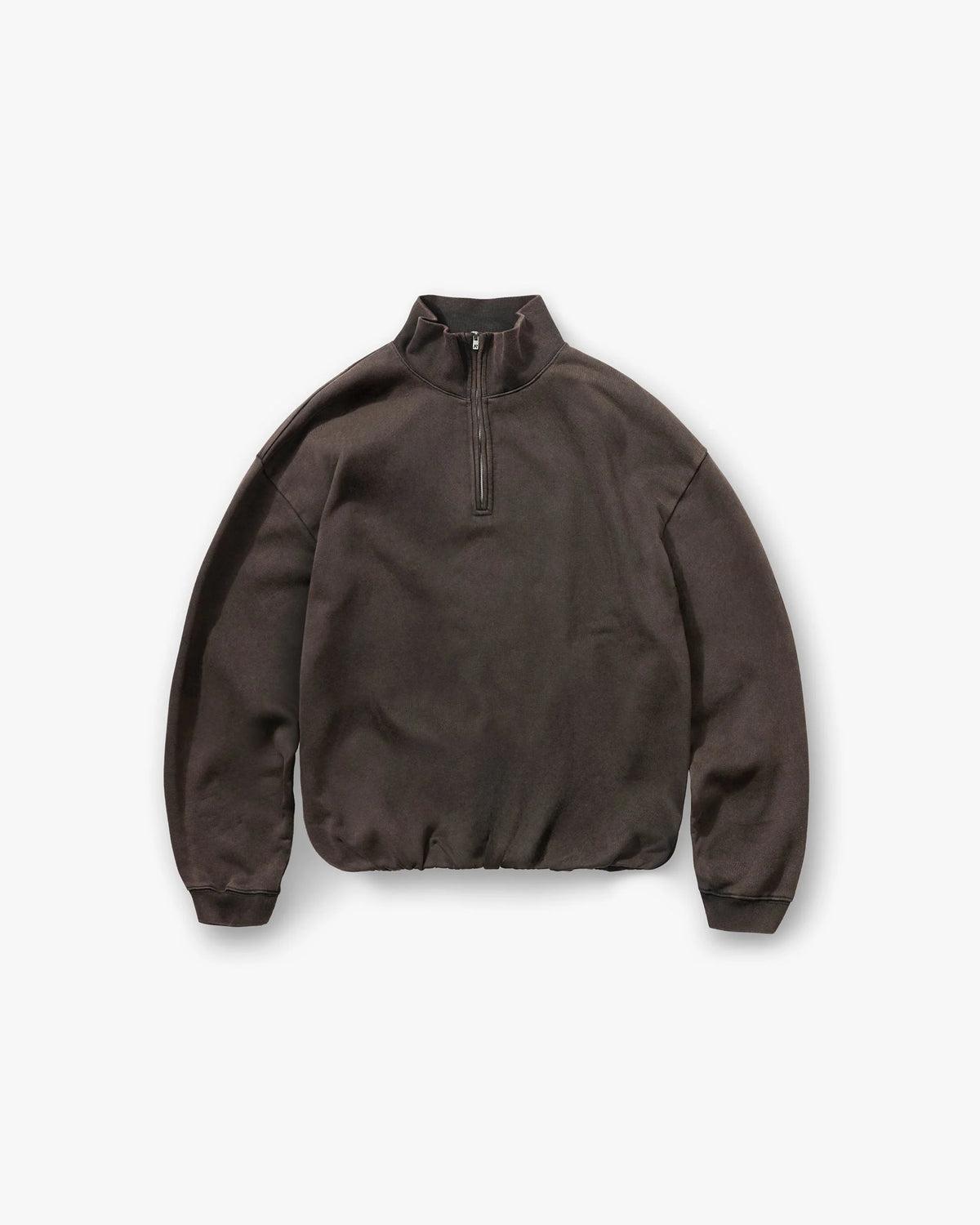 Initial Funnel Neck Quarter Zip Sweatshirt - Coffee