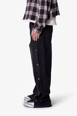 Ultra Baggy Offset Button Denim - Black