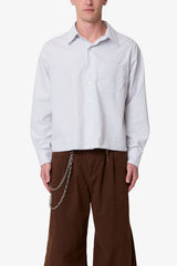 Striped L/S Button Up Shirt - Grey/White