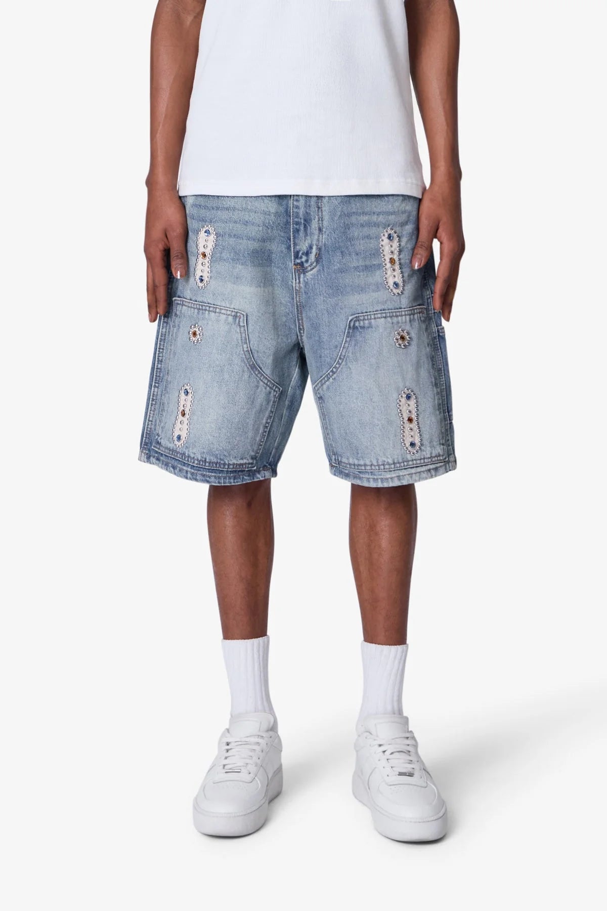 Western Jewel Denim Shorts - Blue