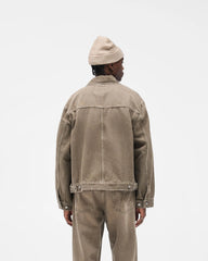 Collared Denim Jacket - Washed Olive