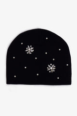 Gemmed Crystal Beanie - Black
