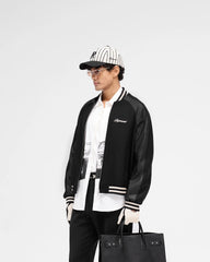 Raglan Varsity Jacket - Black
