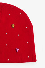 Rhinestone Beanie - Red