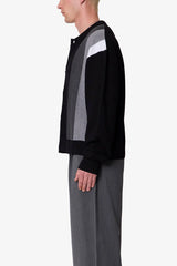 Striped Collared Cardigan Sweater - Black