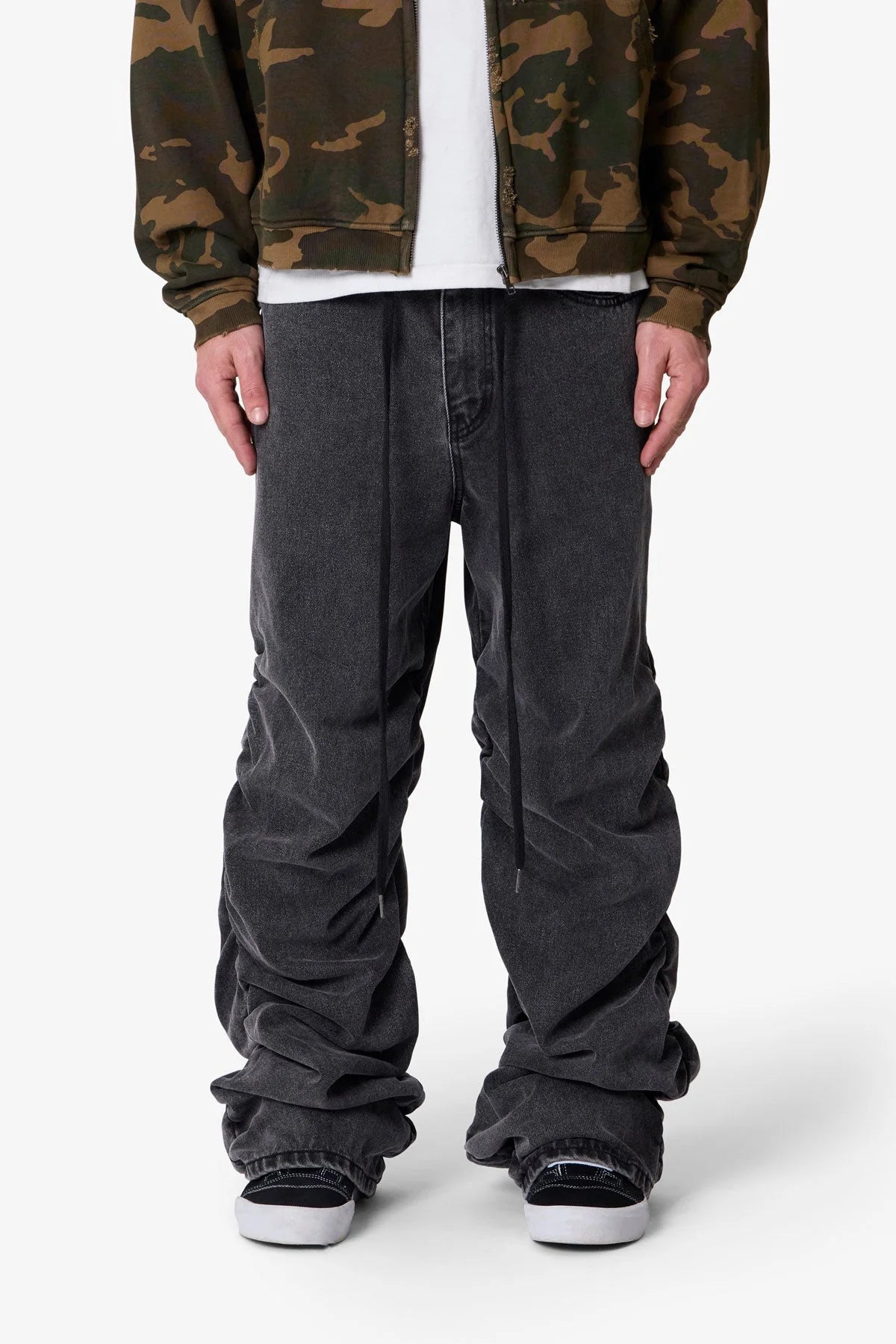 Ruched Denim - Washed Black