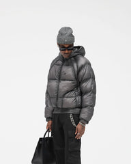 Translucent Hooded Puffer - Washed Black