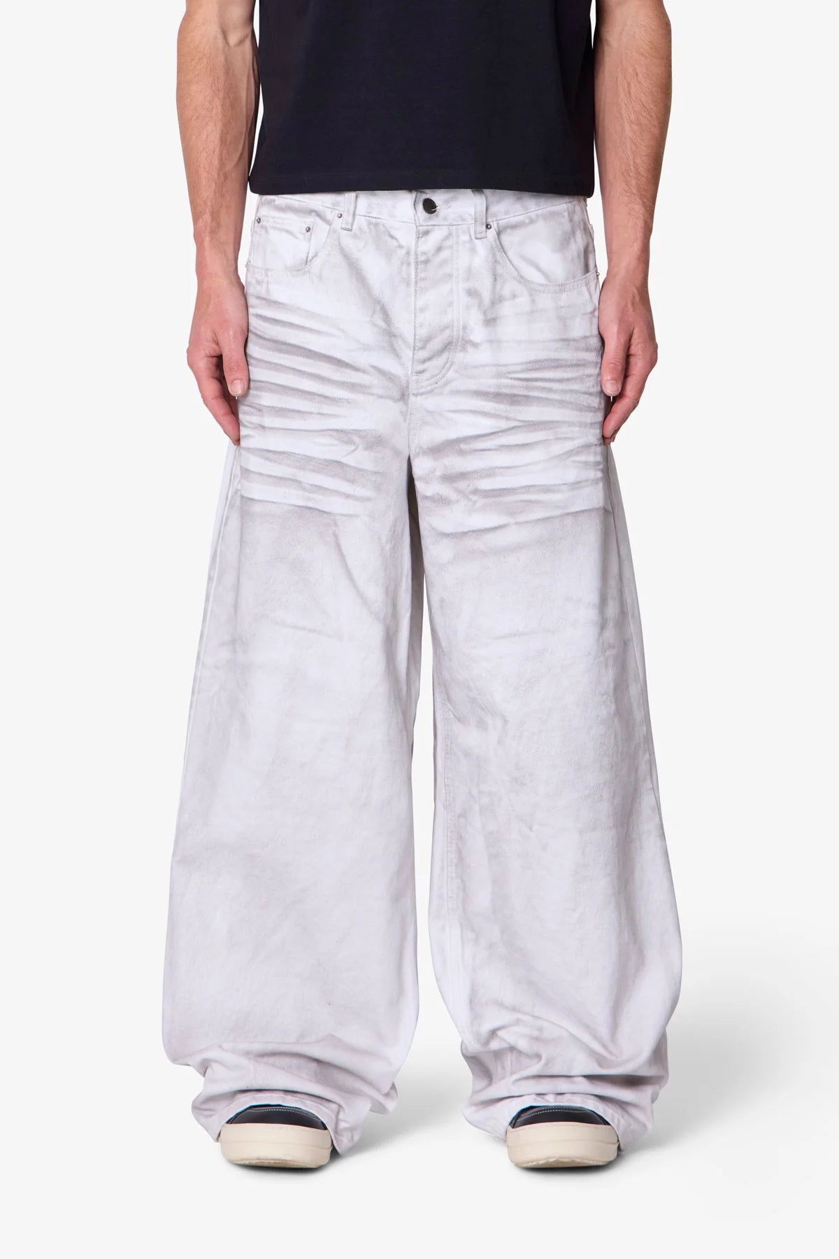 Ultra Wide Stained Denim - White
