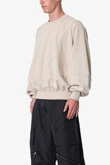 Paneled Crewneck - Bone