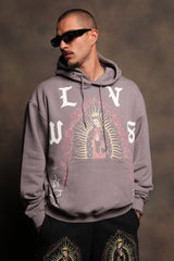 Dama De Las Rosas Bishop Hoodie In Pale Gray
