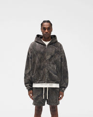 Initial Overdye Realtree® Boxy Zip Through Hoodie - Overdyed Black