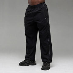 REFLECTIVE BLACK OVERSIZED TRACK PANTS