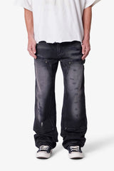 Faded Distressed Carpenter Pants - Black