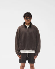 Initial Funnel Neck Quarter Zip Sweatshirt - Coffee