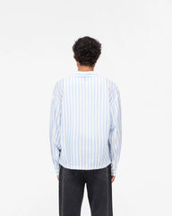 Long Sleeve Sheer Stripe Boxy Shirt - Ice Blue