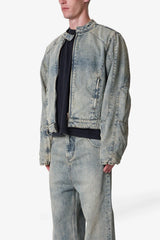 Moto Denim Jacket - Vintage Blue
