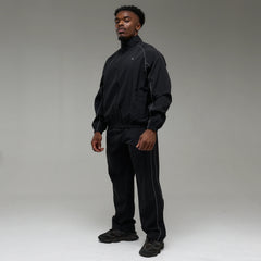 REFLECTIVE BLACK OVERSIZED TRACK PANTS