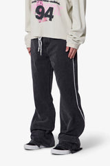 Piped Kick Flare Pants - Washed Black