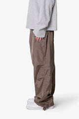 Cinched Baggy Nylon Pants - Olive